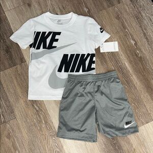 NEW Nike White and Gray Logo T-Shirt and Shorts